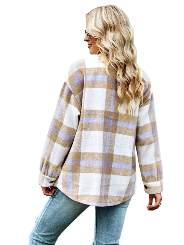 Women's Plaid long sleeve button up shirt