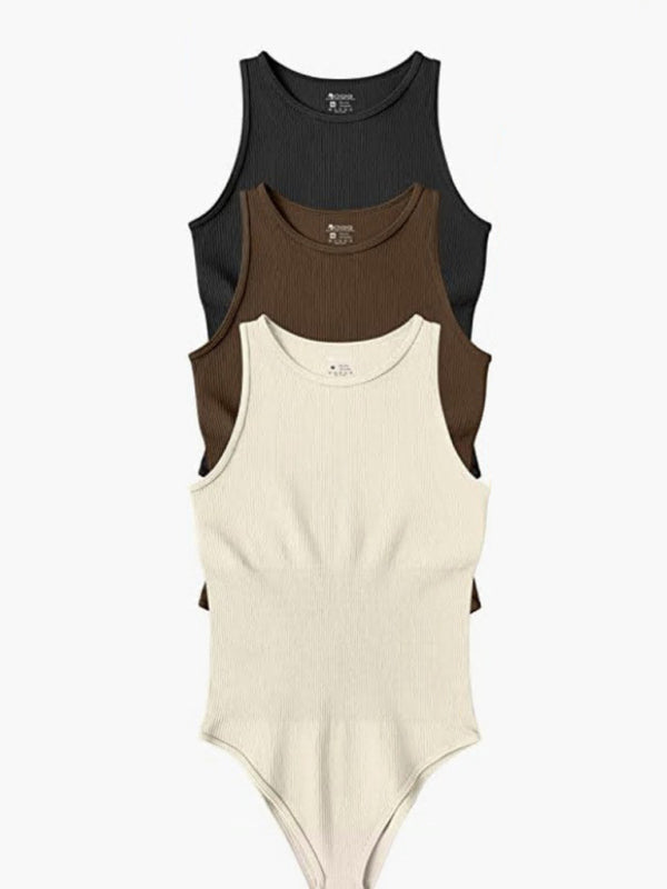 women‘s sexy round neck sleeveless bodysuit