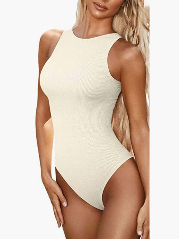 women‘s sexy round neck sleeveless bodysuit