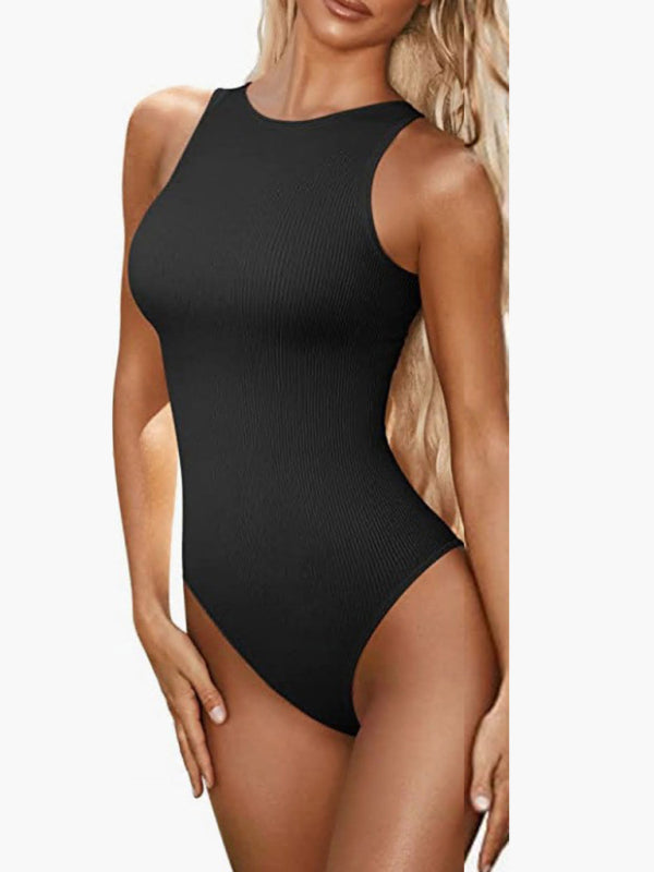 women‘s sexy round neck sleeveless bodysuit