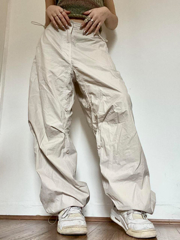Women's Solid Color Oversize Parachute Cargo Pants