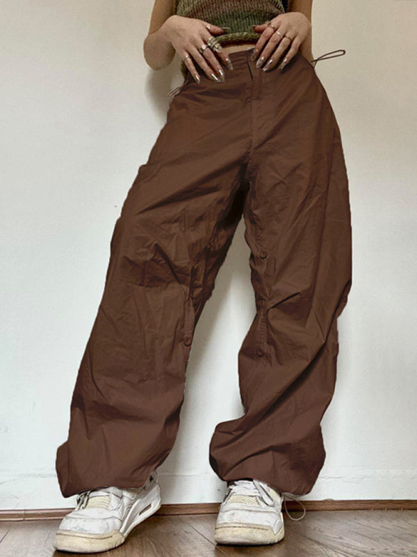 Women's Solid Color Oversize Parachute Cargo Pants