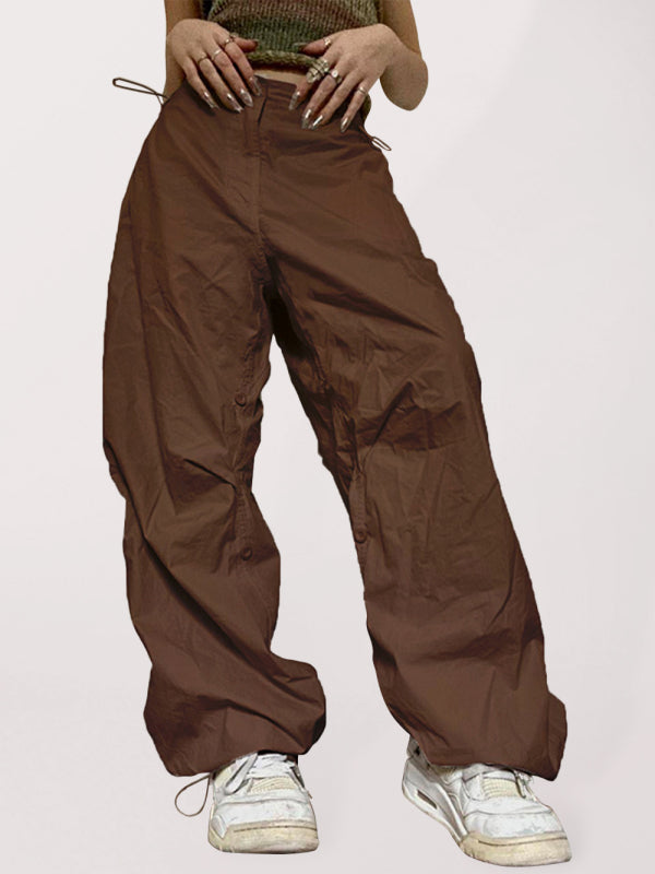 Women's Solid Color Oversize Parachute Cargo Pants