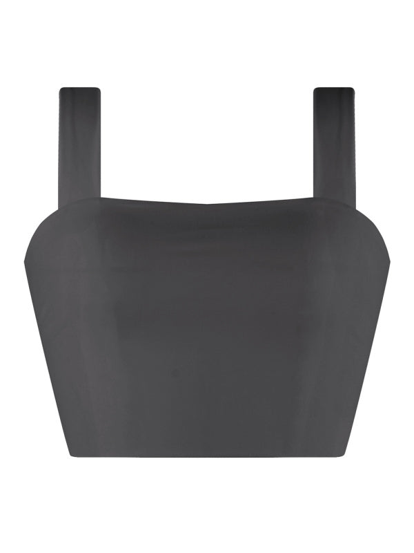 Women's Solid Color Sleeveless Cotton Blend Crop Top
