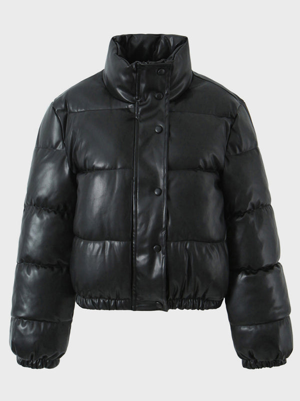Women's short simple stand collar down jacket