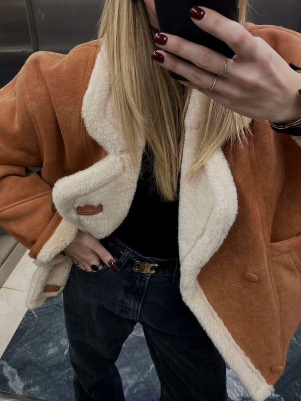 Women's New Retro Casual Lamb Wool Jacket