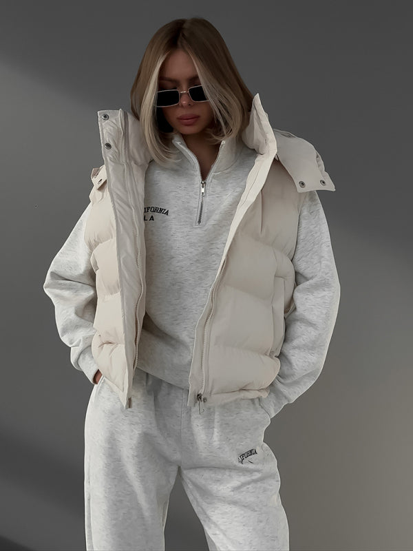 Women's sleeveless hooded down cotton vest jacket